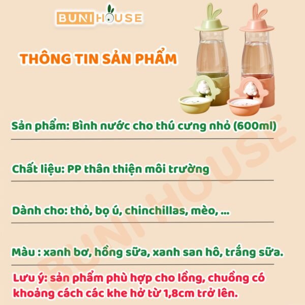 Bình Nước Tai Thỏ Gắn Chuồng - Ảnh 2